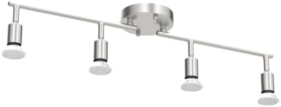 Unicozin LED 4 Light Track Kit Matt Nickel 4-Way Ceiling Spot Lights