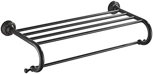 ANNBKA Towel Shelf Pendant Brass Black Antique Double Layer Towel Holder