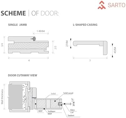VDOMDOORS 32x80 Interior Solid Door with Frost Glass
