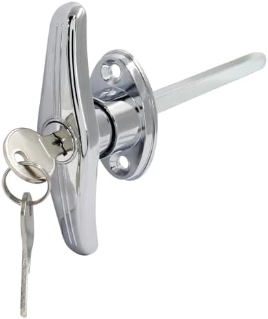 Bonsicoky Garage Door T-Handle Lock with 2 Keys - Silver