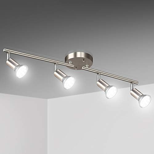 Unicozin LED 4 Light Track Kit Matt Nickel 4-Way Ceiling Spot Lights