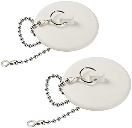 Opzour 2 Pack Tub Stopper with Stainless Chain White