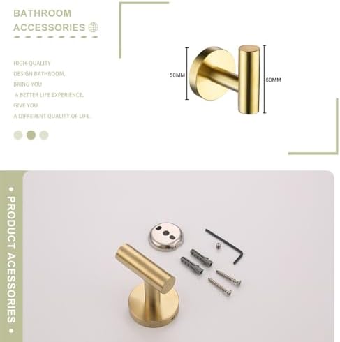 Brushed Gold Stainless Steel Towel Bar Set 1