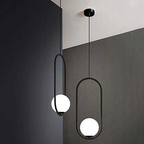 Fulesi Modern Matte Black Pendant Light with White Glass Shade