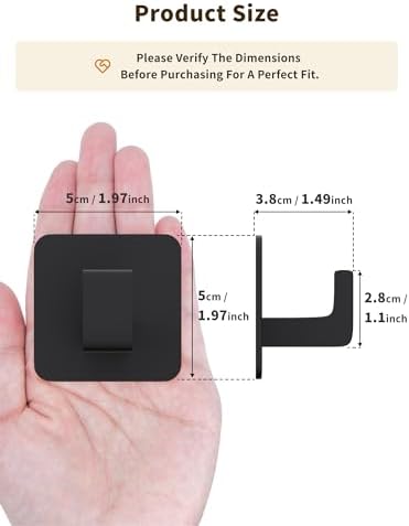 Square Self Adhesive Towel Hooks - 4 Pack Matte Black