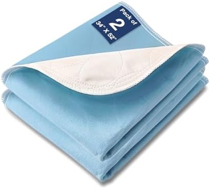 SOLOSHINE Washable Waterproof Bed Pads 34x52 2 Pack
