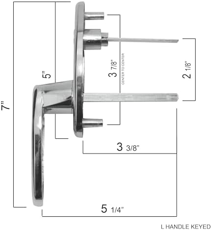 Garage Door L Handle Keyed with 2 Keys