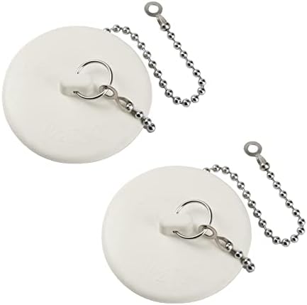 Opzour 2 Pack Tub Stopper with Stainless Chain White