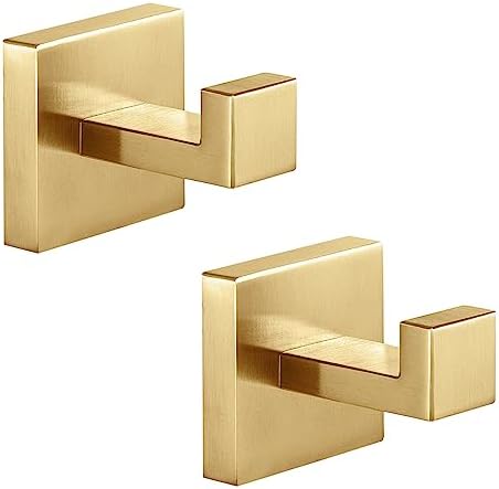 Fenas Towel Hooks 2 Pack Brushed Gold Stainless Steel 1