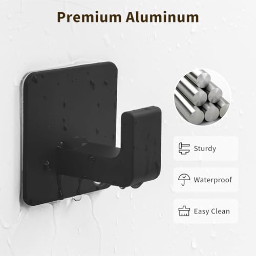 Square Self Adhesive Towel Hooks - 4 Pack Matte Black