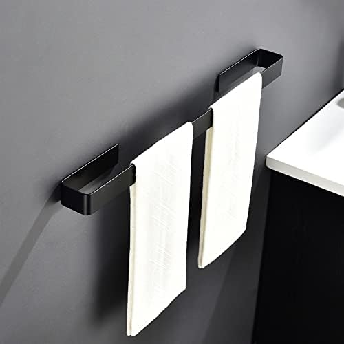 ANNBKA Aluminum Towel Bar Black Towel Holder No Drill Wall Mount