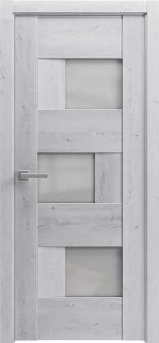 VDOMDOORS 32x80 Interior Solid Door with Frost Glass