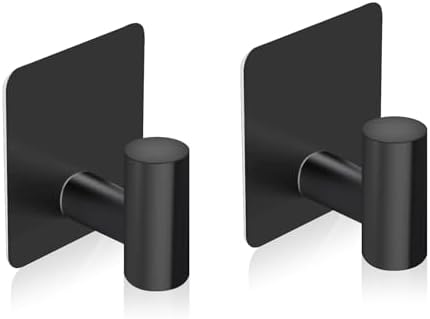 Adhesive Towel Hooks 2 Pcs Matte Black No Drill