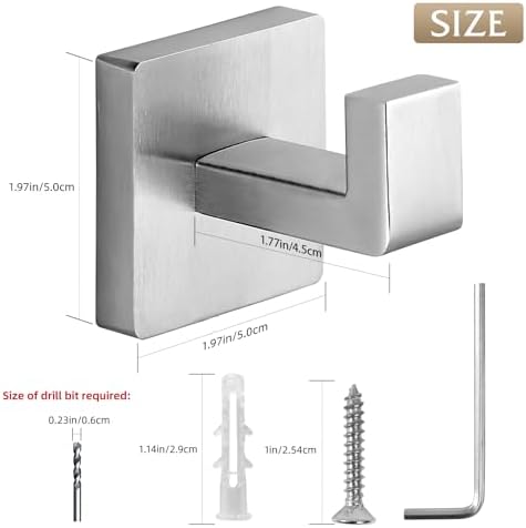 Fenas Towel Hooks 2 Pack Brushed Nickel Stainless Steel 1