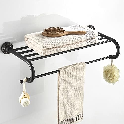 ANNBKA Towel Shelf Pendant Brass Black Antique Double Layer Towel Holder
