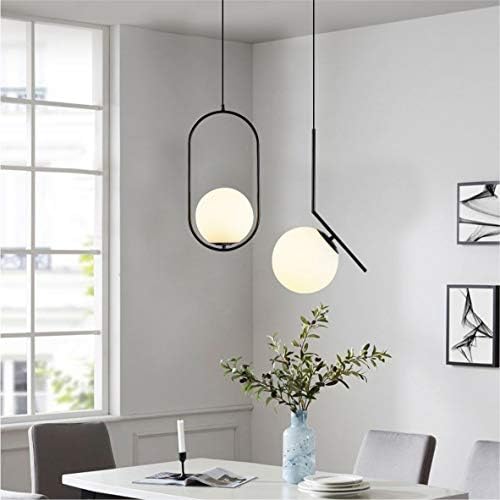 Fulesi Modern Matte Black Pendant Light with White Glass Shade