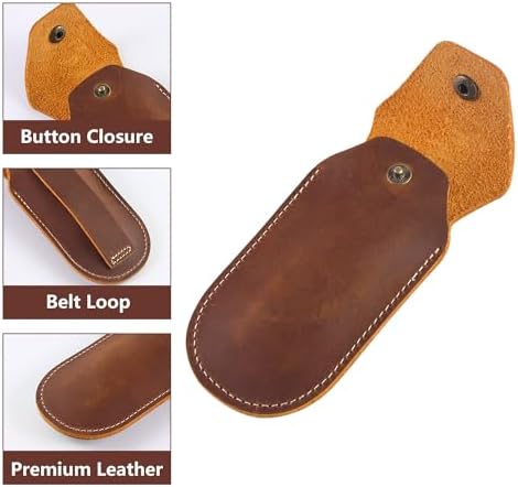 Leather Knife Sheath for 4 Folding Knives Multi-Tool Belt Clip Holder