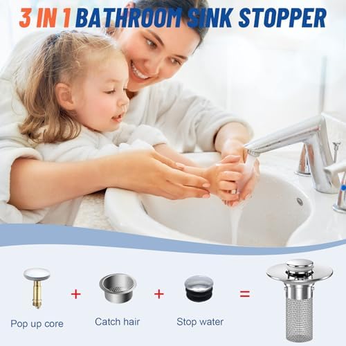 Bathroom Sink Stopper Hair Catcher with Pop Up Mechanism 1Pcs Universal Replacement