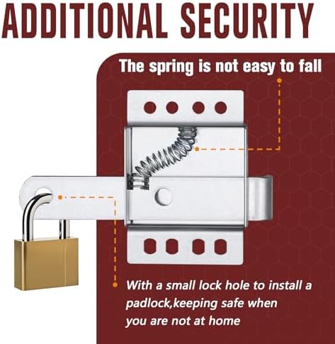 SIHAI Garage Door Slide Latch 2-Pack Heavy Duty Lock