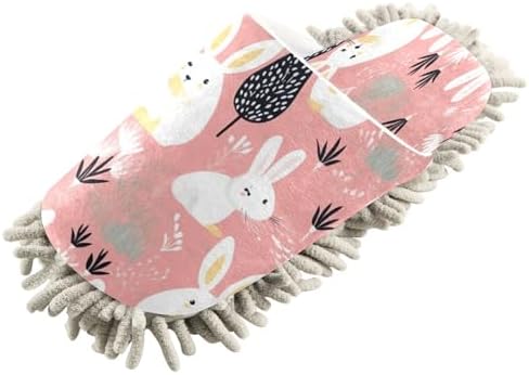 Zhirexin Cute Bunny Mop Slippers for Men Women