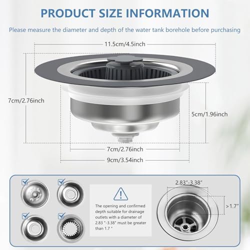 3 in 1 Kitchen Sink Drain Strainer 2 Pack