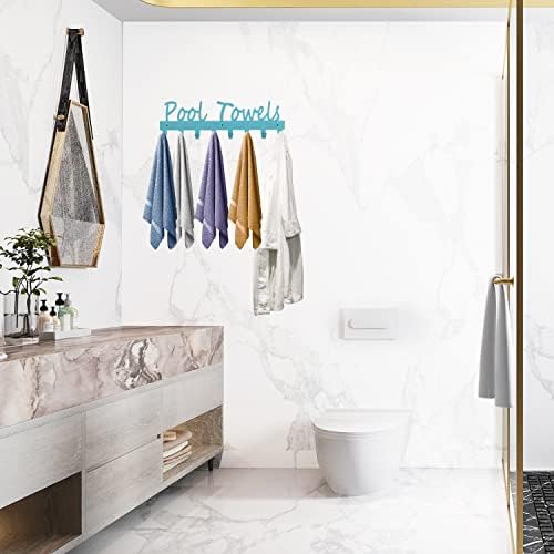 Pool Towel Rack with 8 Hooks for Bathroom and Outdoor Use