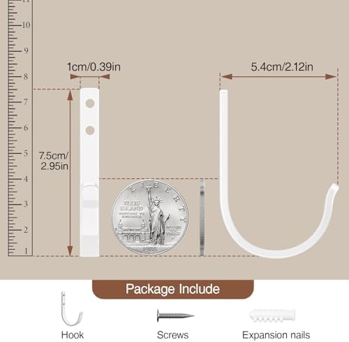 Wall Hooks for Towel and Coat - 5 Pack 22LB Metal Hanger