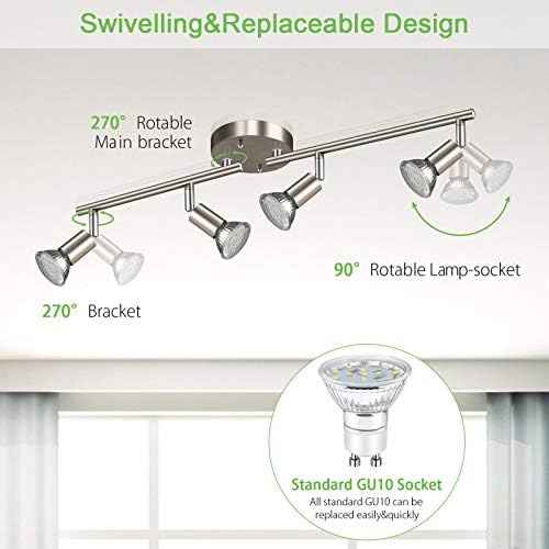 Unicozin LED 4 Light Track Kit Matt Nickel 4-Way Ceiling Spot Lights