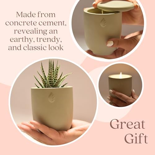 Concrete Candle Planter Jar - 8 Oz Soy Candle with Dual Purpose