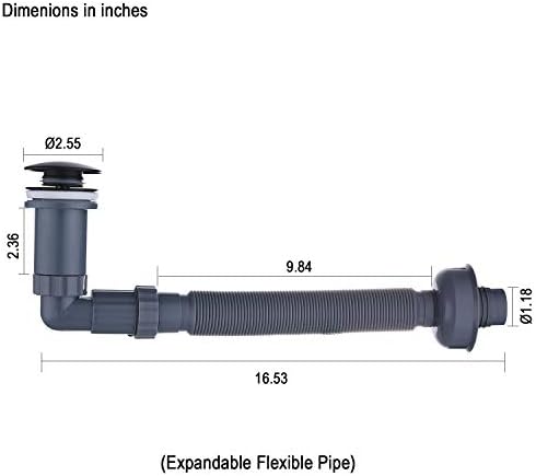 GORDEE P Trap Sink Stopper Right Angle Drain Kit Adjustable 1-14 Black