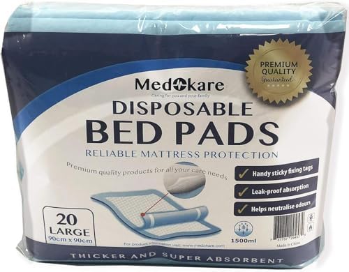 Medokare Bed Pads - 20pcs 90x90cm Disposable Incontinence Underpads 1