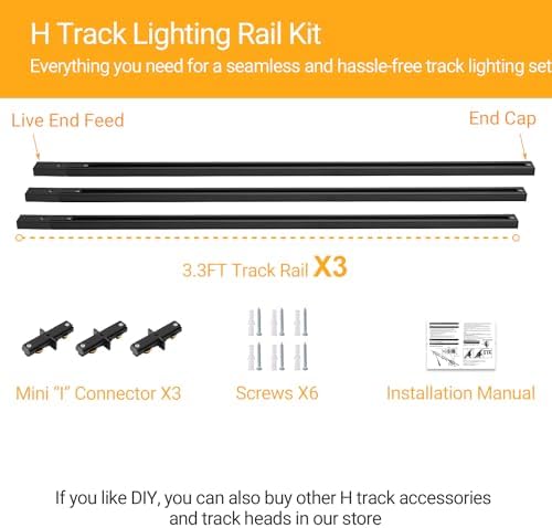 VANoopee 10FT H Track Lighting Rails Kit Black