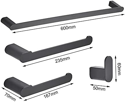 Sturdy Matt Black Towel Rail with Hooks for Bathroom and Kitchen