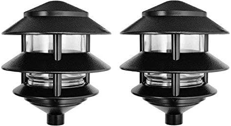 RAB LL322B 3 Tier Incandescent Lawn Light Black Pack of 2