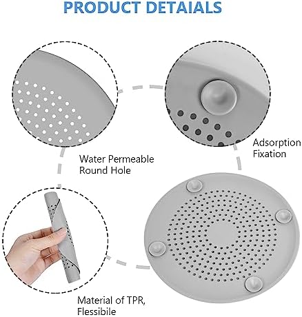 2 Pack Silicone Drain Cover Hair Catcher with Strong Suction Cups