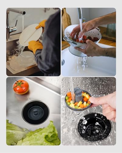 Hibbent 3 in 1 Sink Drain Strainer Combo Matte Black Stainless Steel