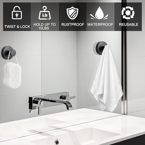 Dntorx Vacuum Suction Cup Hooks 2 Pack Black 1