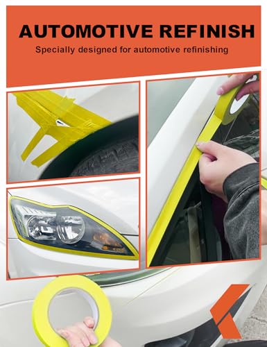KREFINISH Heat Resistant Yellow Masking Tape for Auto Painting