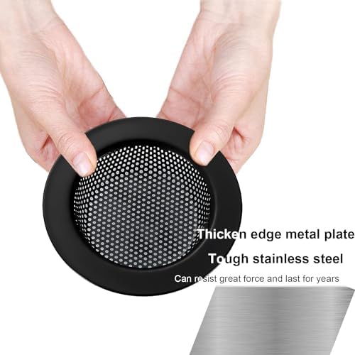 LASSHSWA 2 PCS Matte Black Sink Strainer with Large Rim