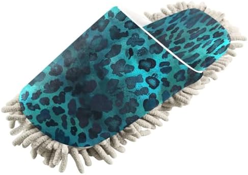 Zhirexin Blue Leopard Print Mop Slippers for Men Women