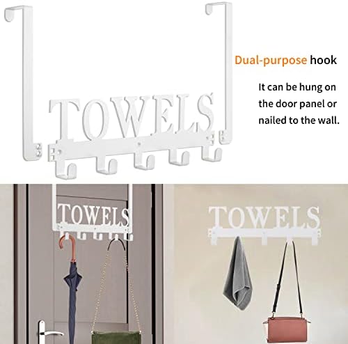 Kuhome Towel Hooks White Metal Wall Mount