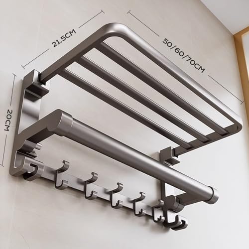 ANNBKA Foldable Towel Bar Black 50cm Wall Mounted