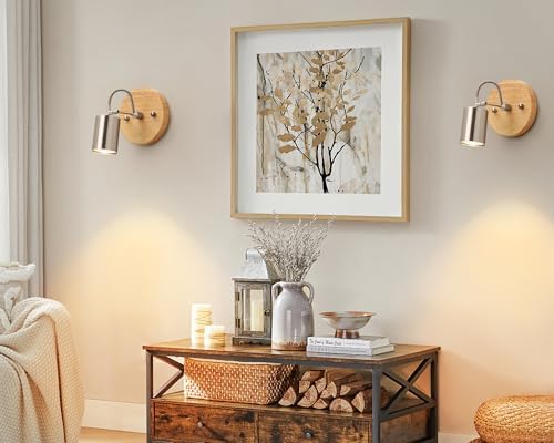 2 Pack Adjustable Ceiling Spotlights with Wooden Base 1