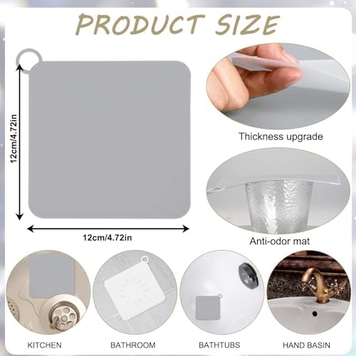 Abeillo 4 Pcs Silicone Drain Covers 47x47in 2 White 2 Grey