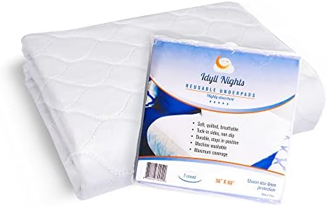 Idyll Nights Washable Incontinence Bed Pad - 36x60 inch Waterproof Reusable