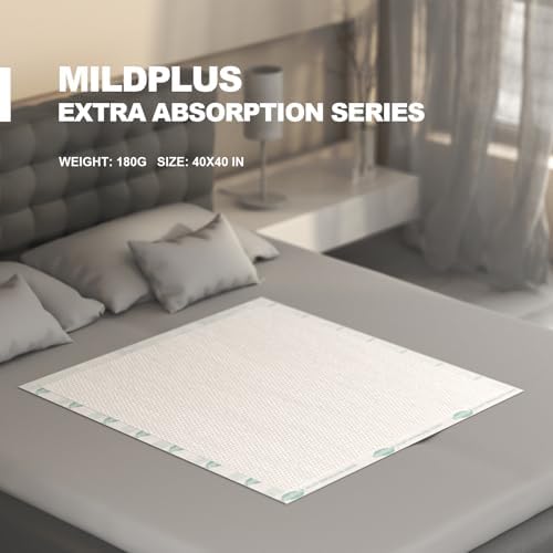 MILDPLUS Heavy Duty Underpads 40X40 Super Size 20 Count Discreet Packaging
