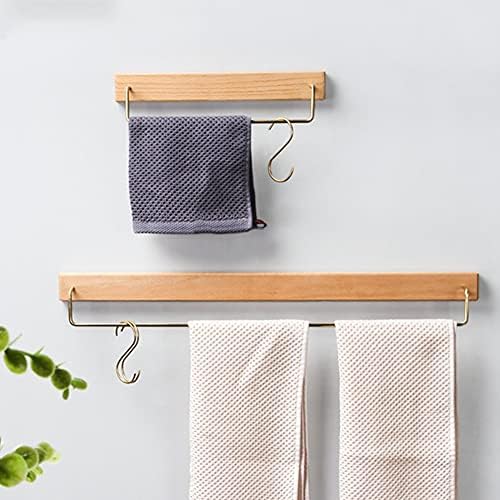 Solid Wood Towel Bar Bathroom Rack Organizer