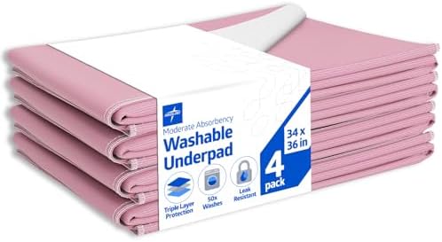 Medline Washable Bed Pads Large 34 x 36 inch 4 Pack 1