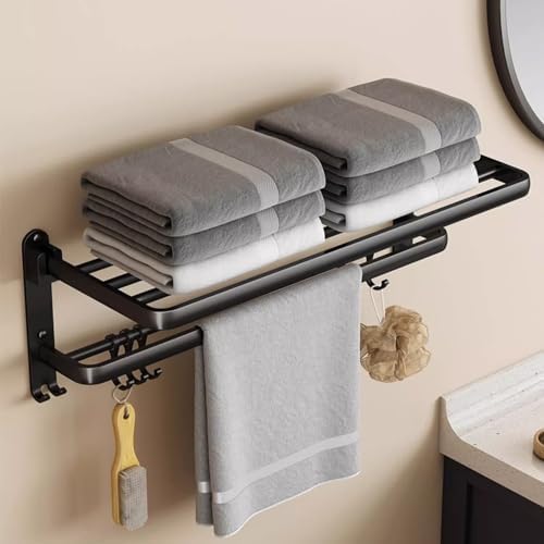 ANNBKA Black Folding Towel Rack for Bathroom