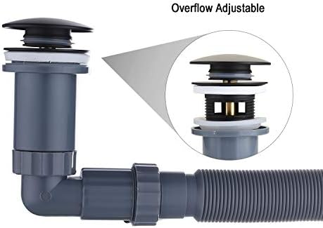 GORDEE P Trap Sink Stopper Right Angle Drain Kit Adjustable 1-14 Black